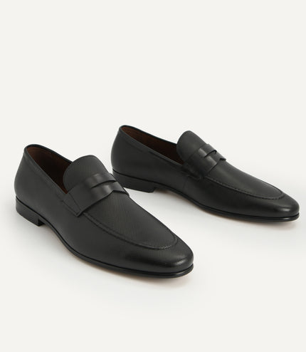 Textured Leather Penny Loafers