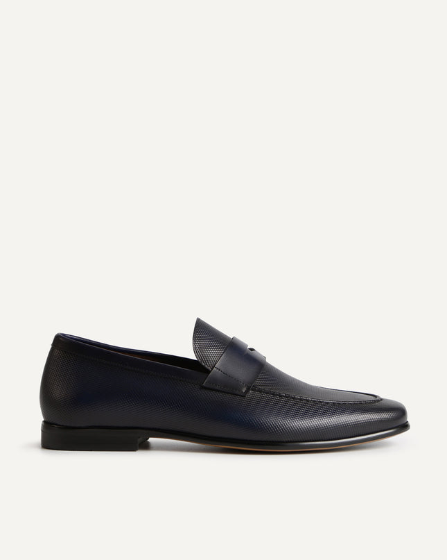Textured Leather Penny Loafers
