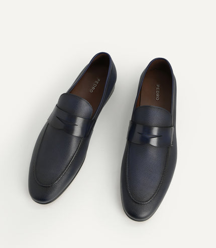 Textured Leather Penny Loafers