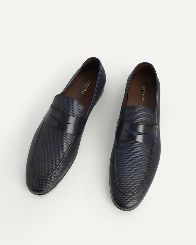 Textured Leather Penny Loafers