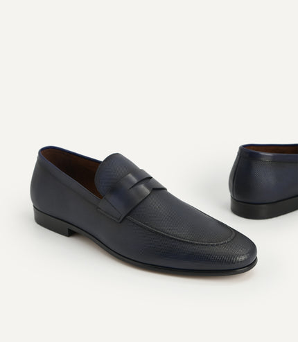 Textured Leather Penny Loafers