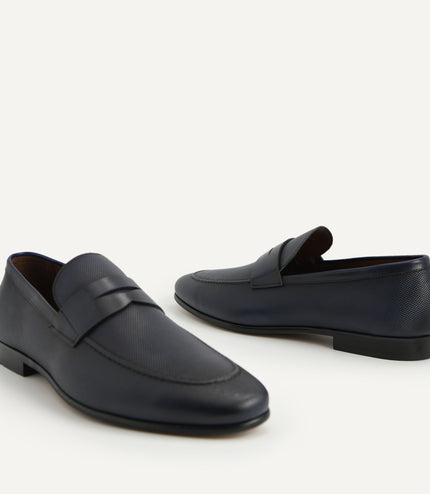 Textured Leather Penny Loafers