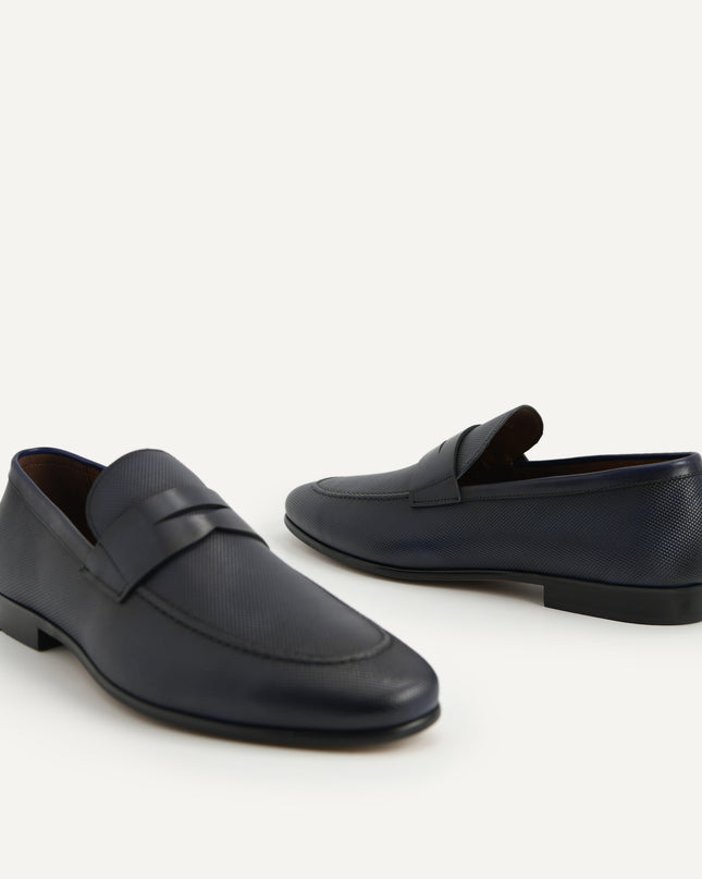 Textured Leather Penny Loafers