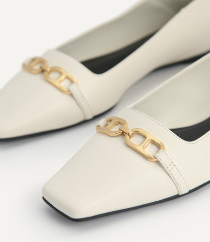 Square Toe Leather Pumps