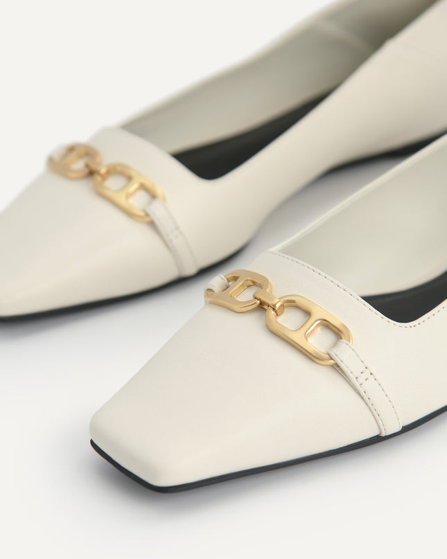 Square Toe Leather Pumps