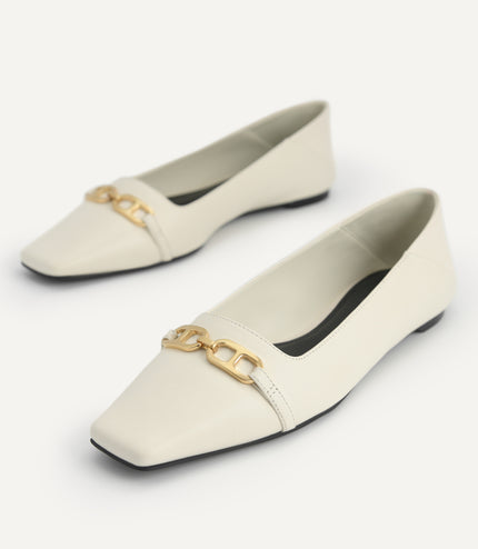 Square Toe Leather Pumps
