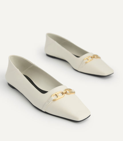 Square Toe Leather Pumps