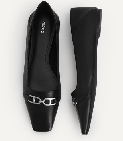 Square Toe Leather Pumps