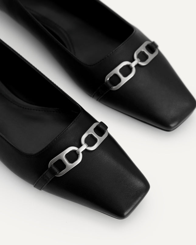 Square Toe Leather Pumps