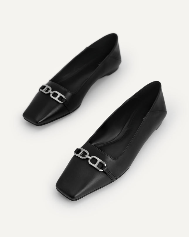 Square Toe Leather Pumps