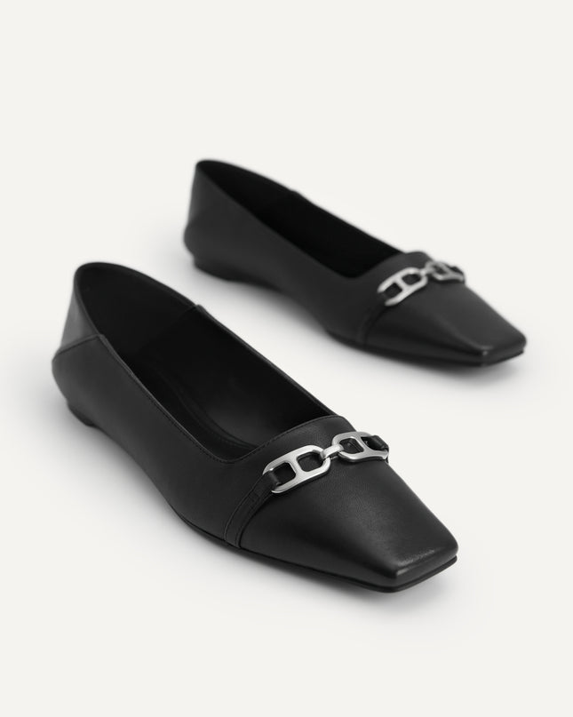 Square Toe Leather Pumps