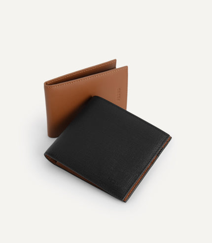 Textured Leather Bi-Fold Wallet with Insert
