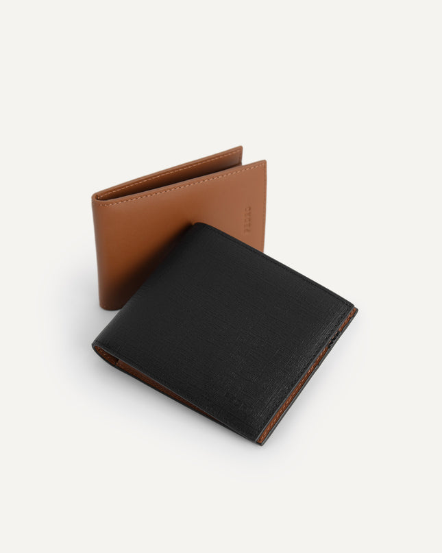 Textured Leather Bi-Fold Wallet with Insert