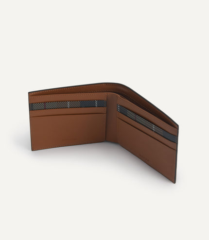 Textured Leather Bi-Fold Wallet with Insert