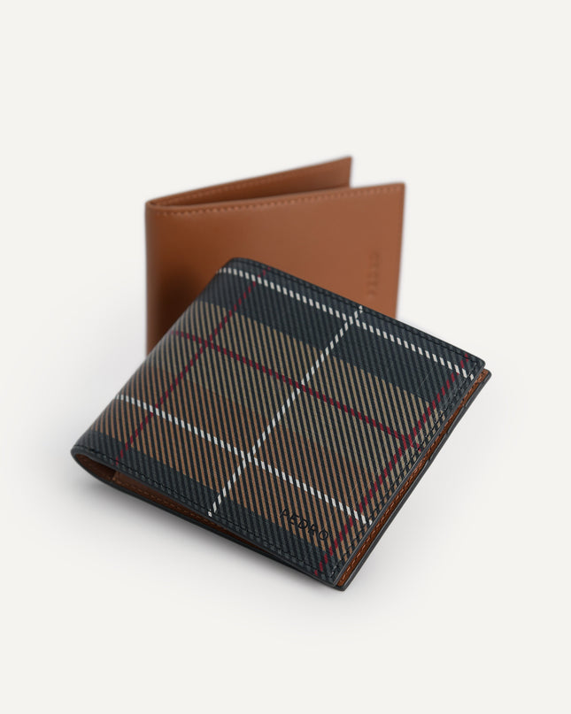 Textured Leather Bi-Fold Wallet with Insert