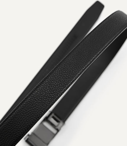 Pebble-Grain Leather Belt