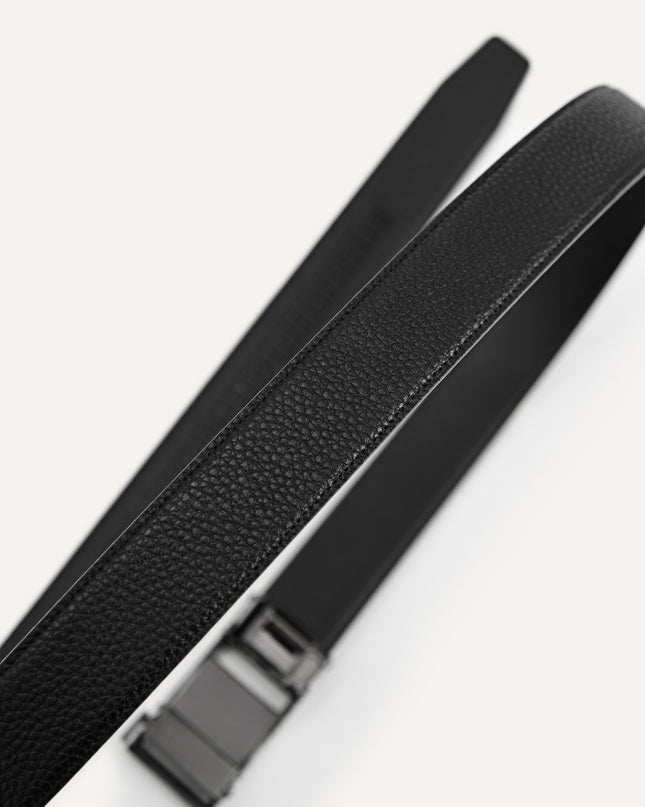 Pebble-Grain Leather Belt