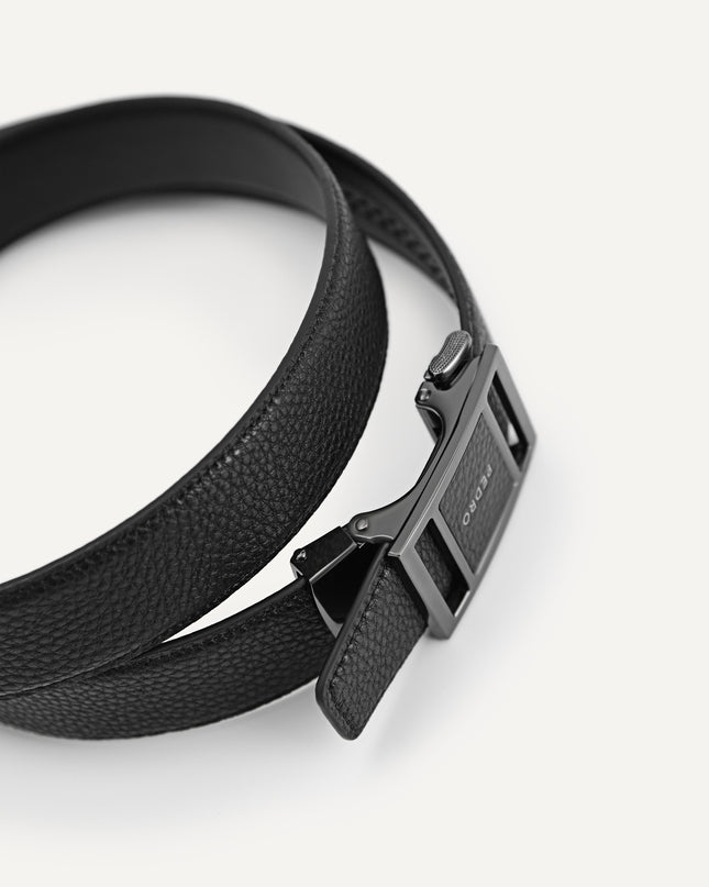 Pebble-Grain Leather Belt