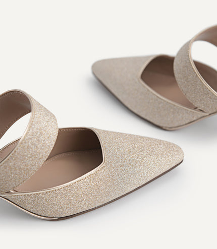 Glitter Leather Heeled Mules…
