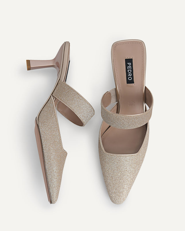 Glitter Leather Heeled Mules…
