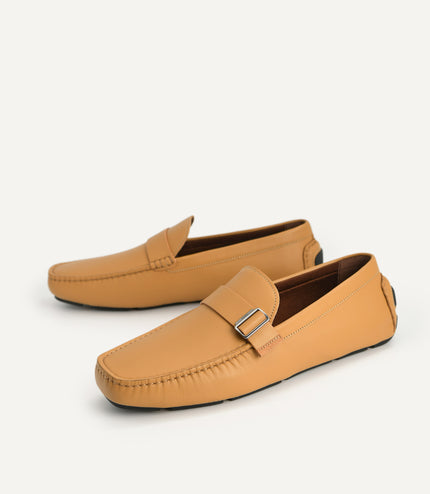 Leather Moccasins with Buckle Detail