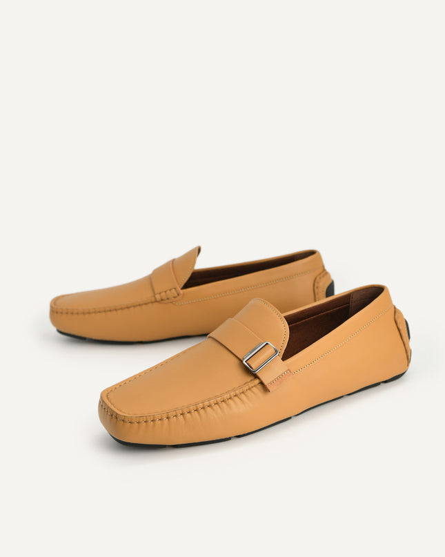 Leather Moccasins with Buckle Detail