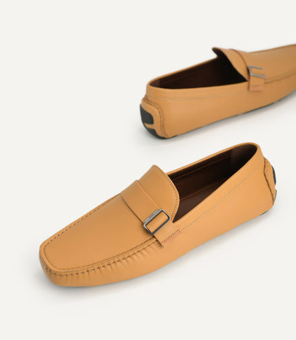Leather Moccasins with Buckle Detail