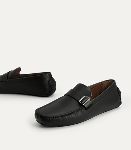 Leather Moccasins with Buckle Detail