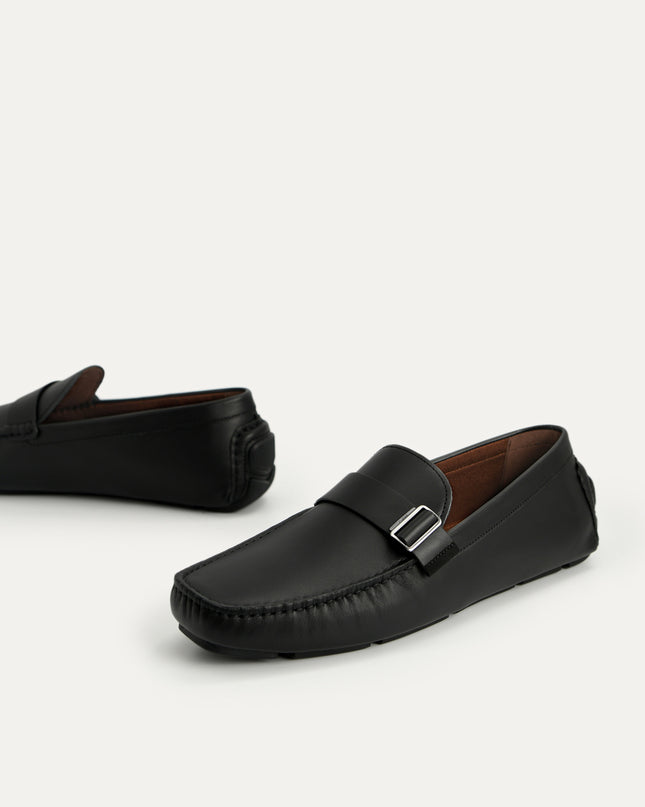 Leather Moccasins with Buckle Detail