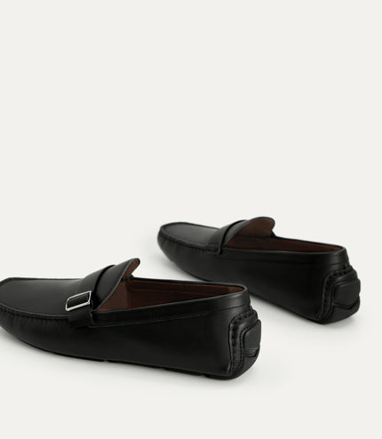 Leather Moccasins with Buckle Detail