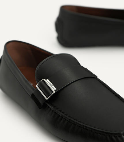 Leather Moccasins with Buckle Detail