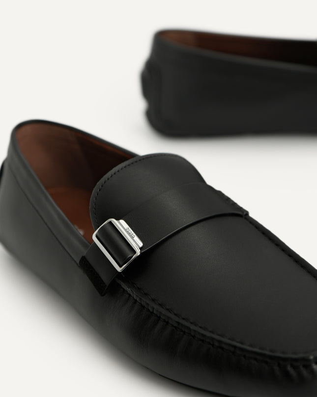 Leather Moccasins with Buckle Detail