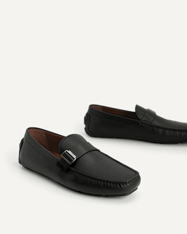 Leather Moccasins with Buckle Detail