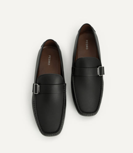 Leather Moccasins with Buckle Detail