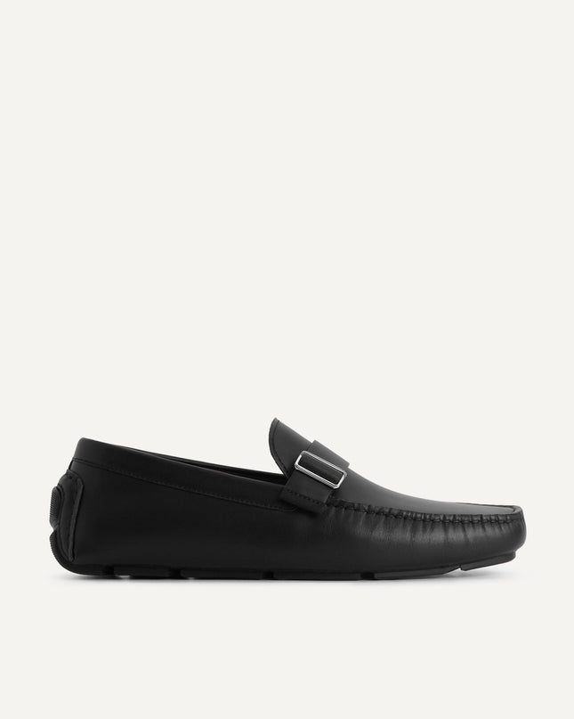 Leather Moccasins with Buckle Detail