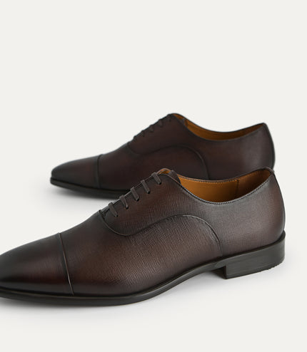 Textured Leather Oxford Shoes