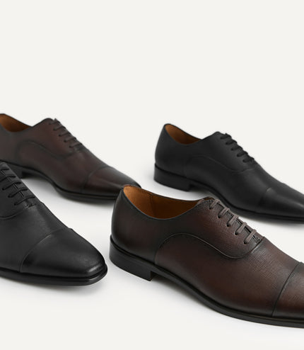 Textured Leather Oxford Shoes
