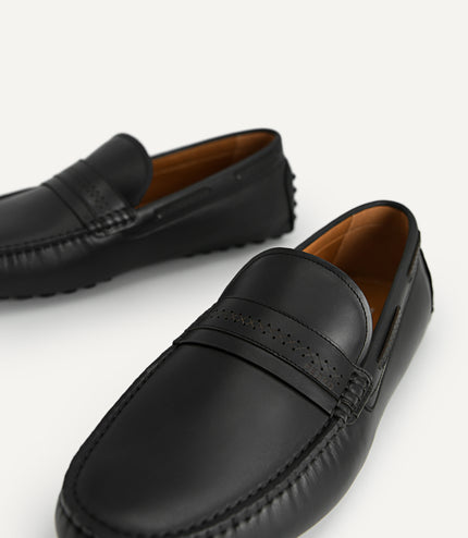 Leather Moccasins with Stitch Detailing