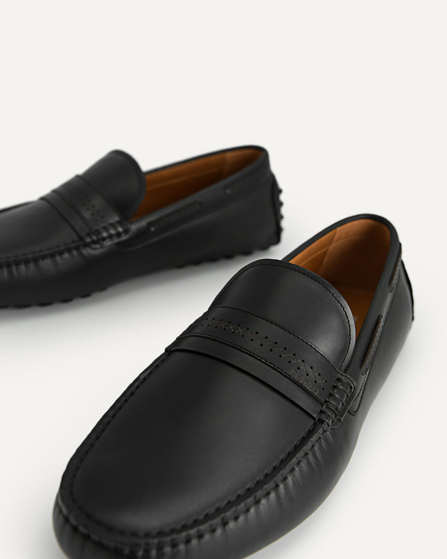 Leather Moccasins with Stitch Detailing