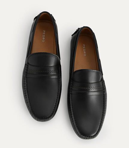 Leather Moccasins with Stitch Detailing