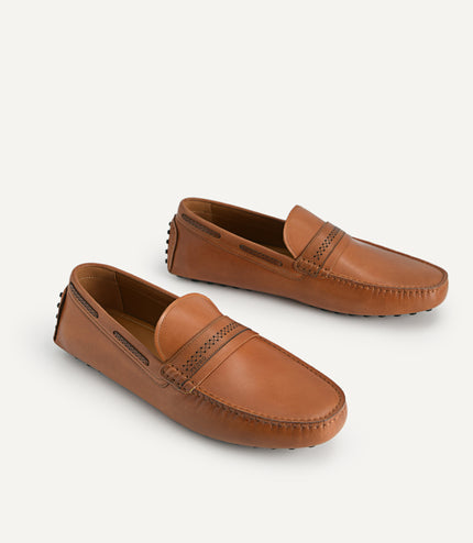 Leather Moccasins with Stitch Detailing