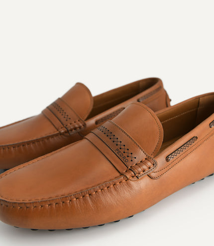 Leather Moccasins with Stitch Detailing
