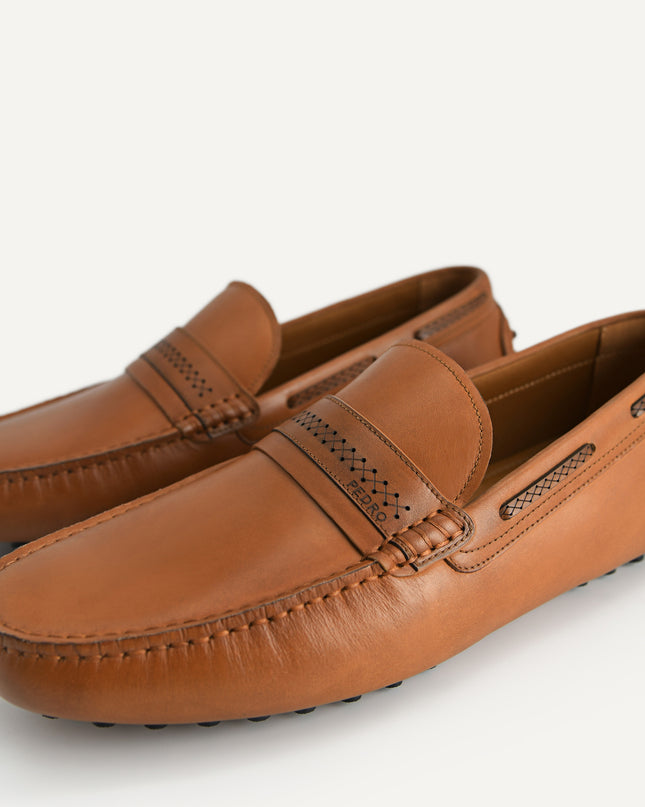 Leather Moccasins with Stitch Detailing