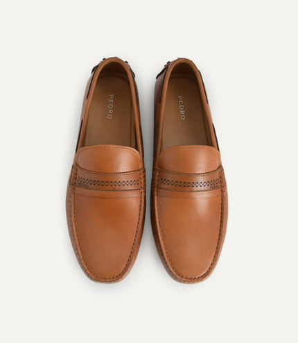Leather Moccasins with Stitch Detailing
