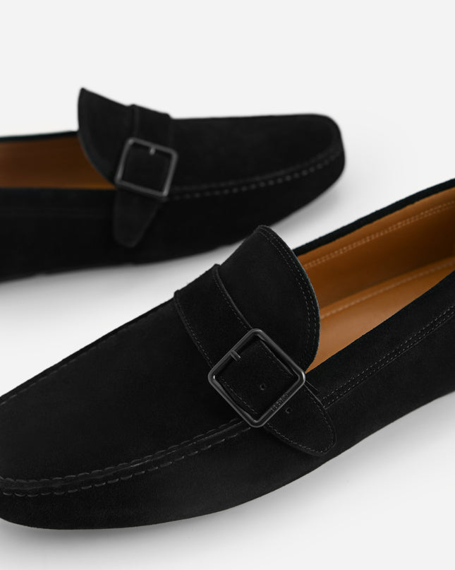 Suede Leather Moccasins with Buckle Detailing