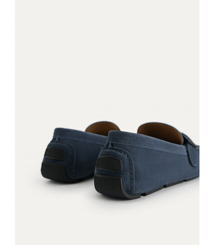 Suede Leather Moccasins with Buckle Detailing
