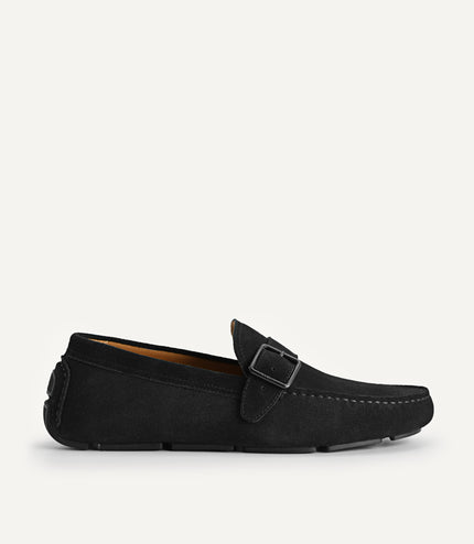 Suede Leather Moccasins with Buckle Detailing