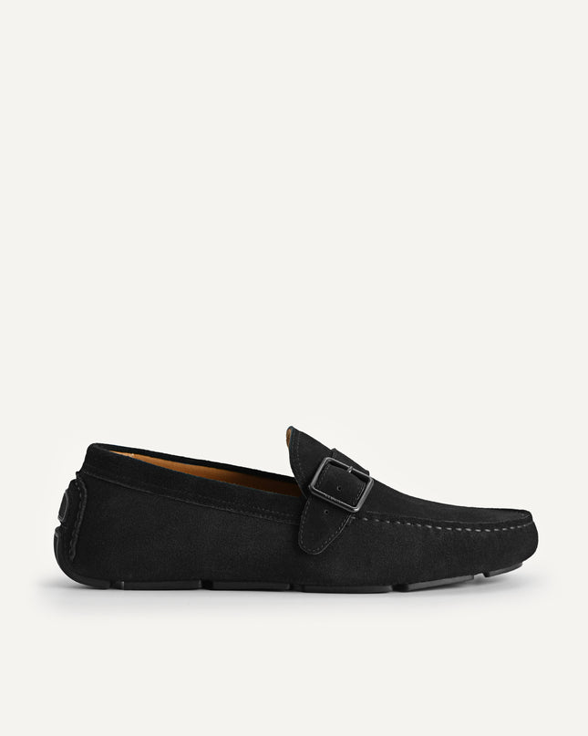 Suede Leather Moccasins with Buckle Detailing
