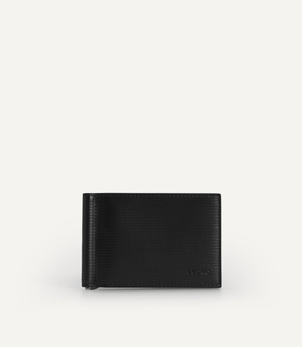 Textured Leather Wallet with Money Clip
