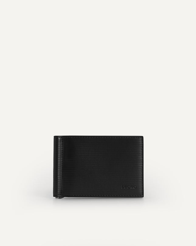 Textured Leather Wallet with Money Clip